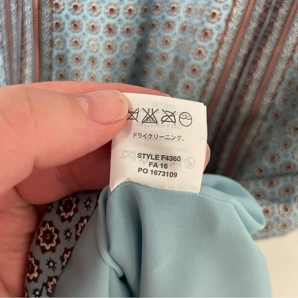 J. Crew Silk Sleeveless Shift Dress Light Blue Printed Office Career Size 14 - Picture 7 of 8